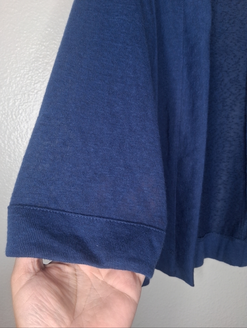 Notations Half Sleeve Navy Open Front Cardigan Lightweight Transitional Petite L - Picture 8 of 13